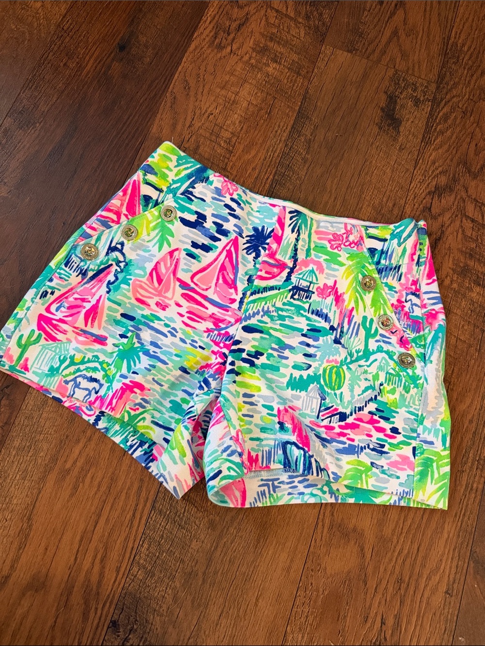 Lilly Pulitzer Sailboat Print High-Waist Shorts